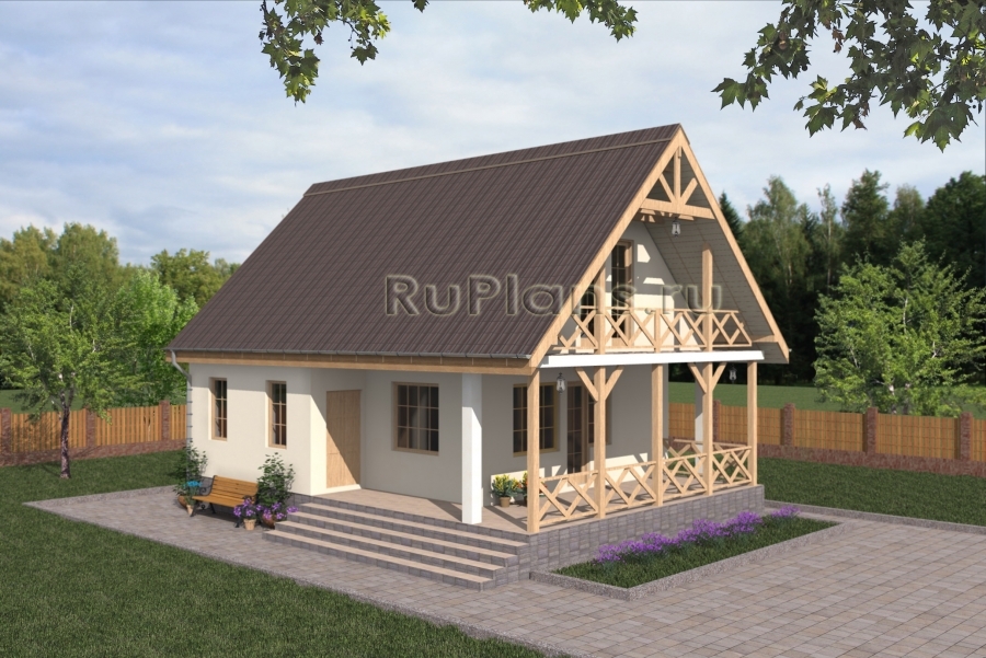 Проект небольшого одноэтажного дома с мансардой - готовый проект дома - ISTRA GROUP