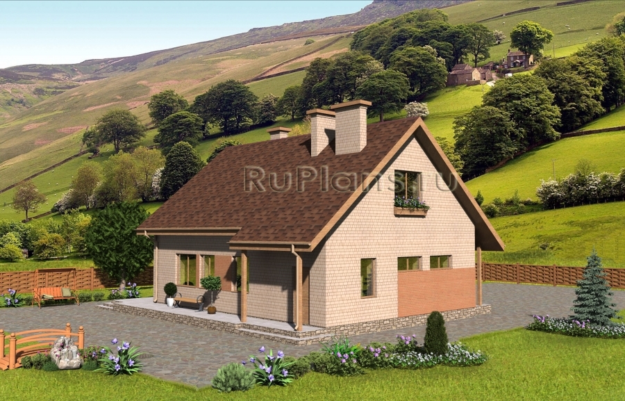 Дом с мансардой, гаражом, террасой и балконом - готовый проект дома - ISTRA GROUP