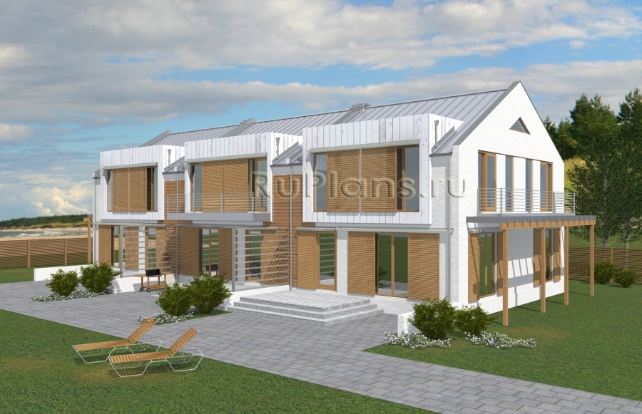 Дом с мансардой, террасой и балконом - 1 секция - готовый проект дома - ISTRA GROUP