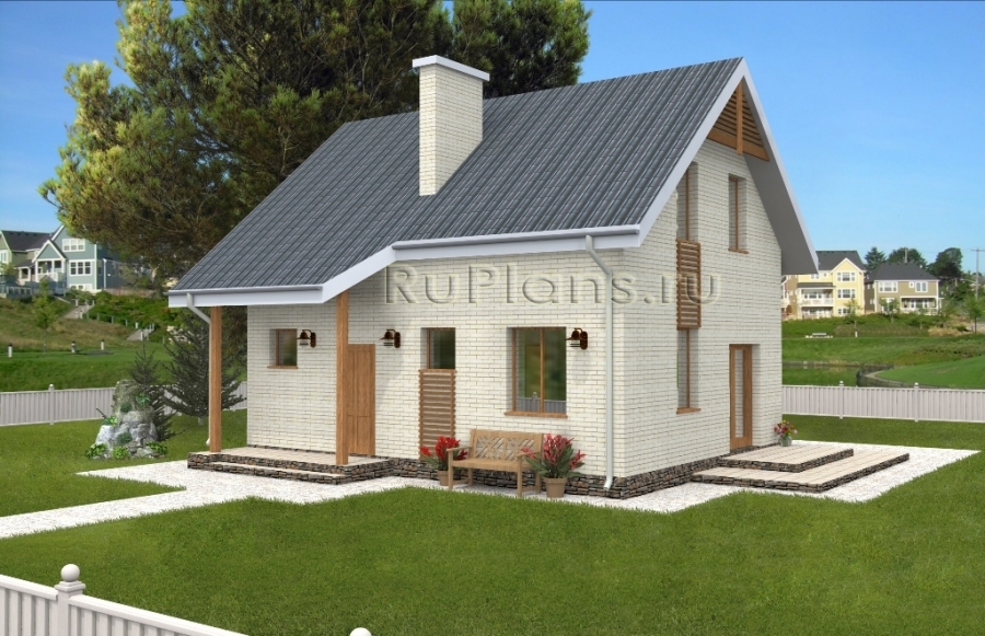 Дом с мансардой и террасой - готовый проект дома - ISTRA GROUP