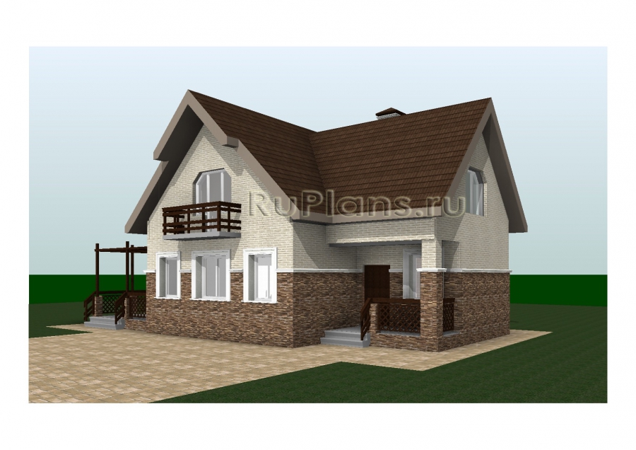 Дом с мансардой и верандой-столовой - готовый проект дома - ISTRA GROUP