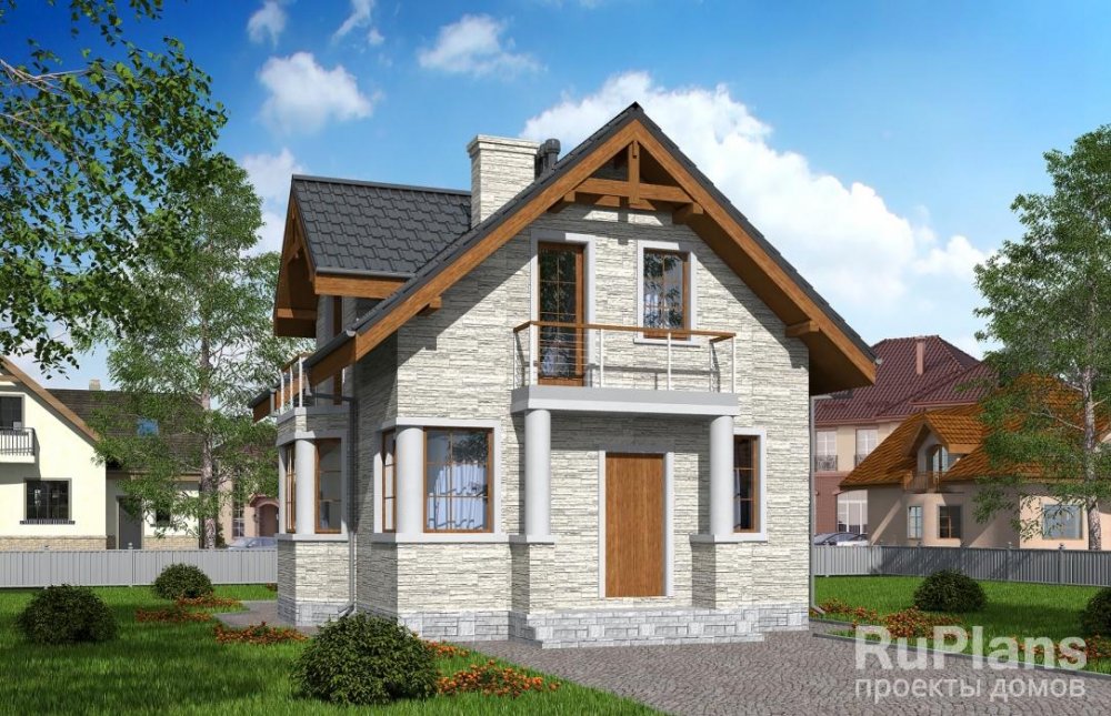 Дом с мансардой, террасой и балконами - готовый проект дома - ISTRA GROUP