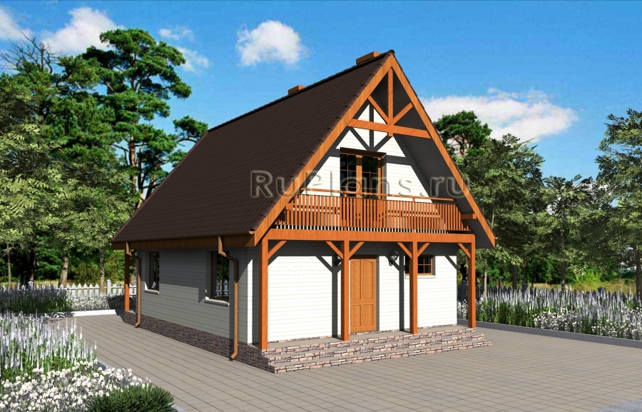 Дом с мансардой, террасой и балконами - готовый проект дома - ISTRA GROUP