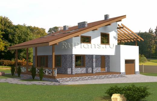 Дом с мансардой, подвалом, гаражом, террасами - готовый проект дома - ISTRA GROUP