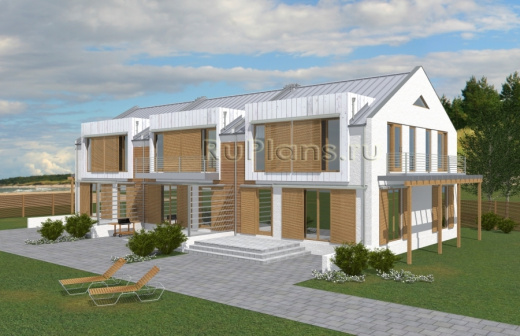 Дом с мансардой, террасой и балконом - 1 секция - готовый проект дома - ISTRA GROUP