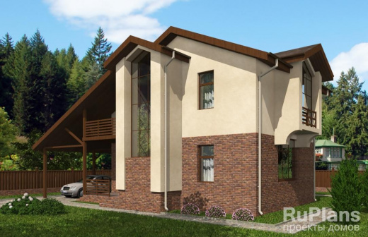 Дом с мансардой, террасой и балконами - готовый проект дома - ISTRA GROUP