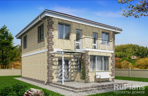 Двухэтажный дом с террасой и балконом - готовый проект дома - ISTRA GROUP