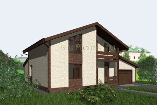 Дом с мансардой, гаражом, террасой и балконам - готовый проект дома - ISTRA GROUP